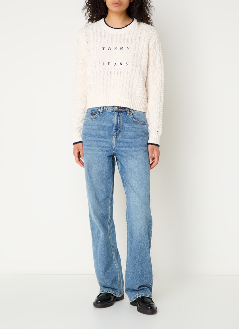 Pulover tricotat gros Tommy Hilfiger cu logo brodat
