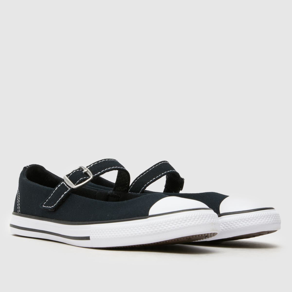 Converse svarta och vita, fina Mary Jane-skor för flickor och juniorer