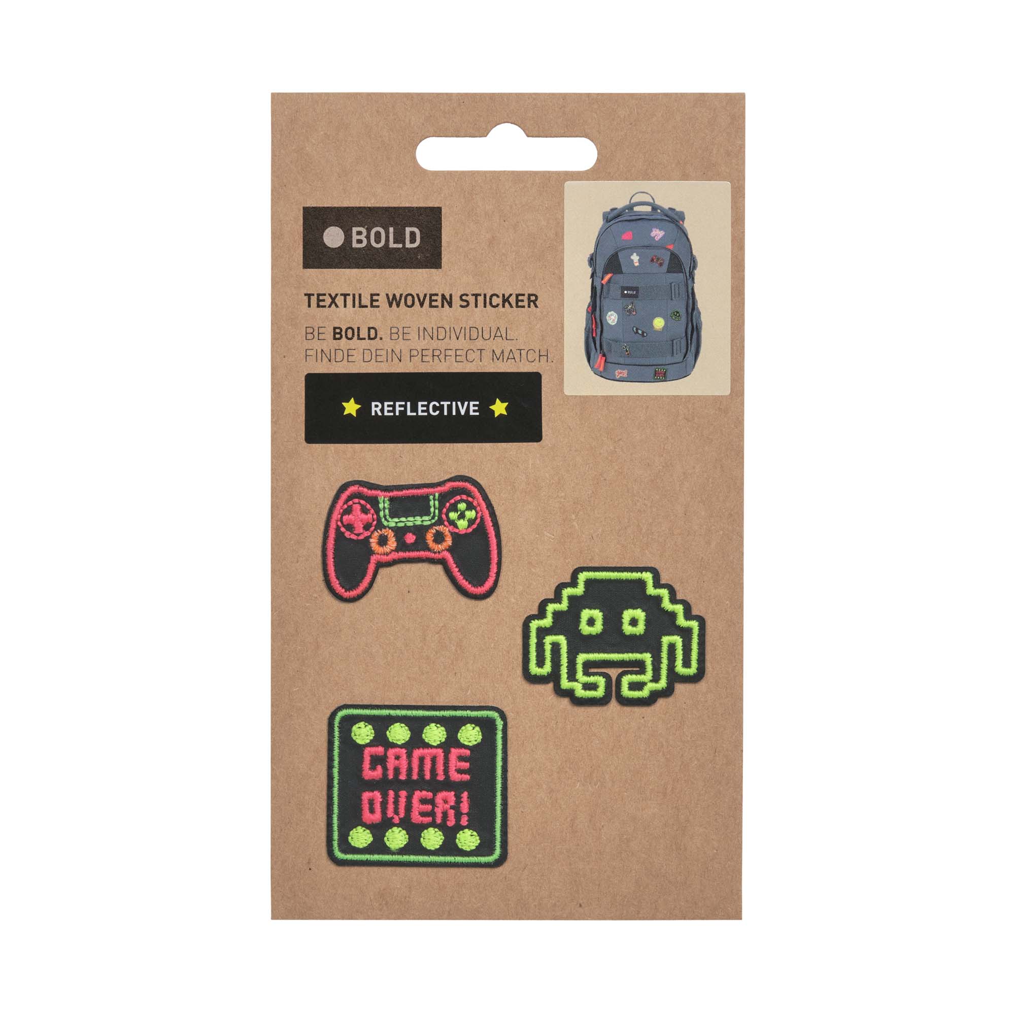 Textil-Sticker (3 Stk) - BOLD Match, Gaming