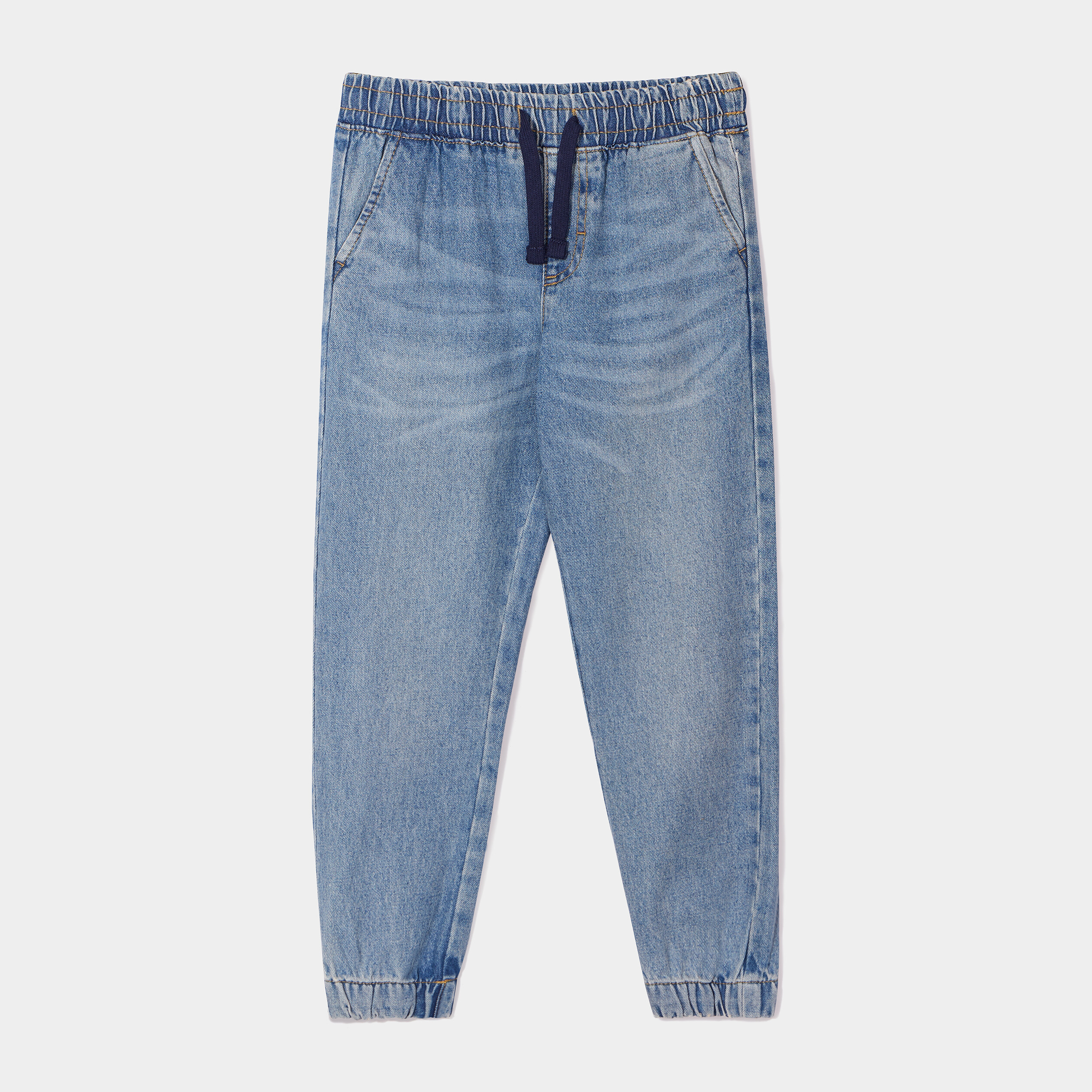 Jeans jogger regular taille élastiquée denim double stone garçon | La Halle