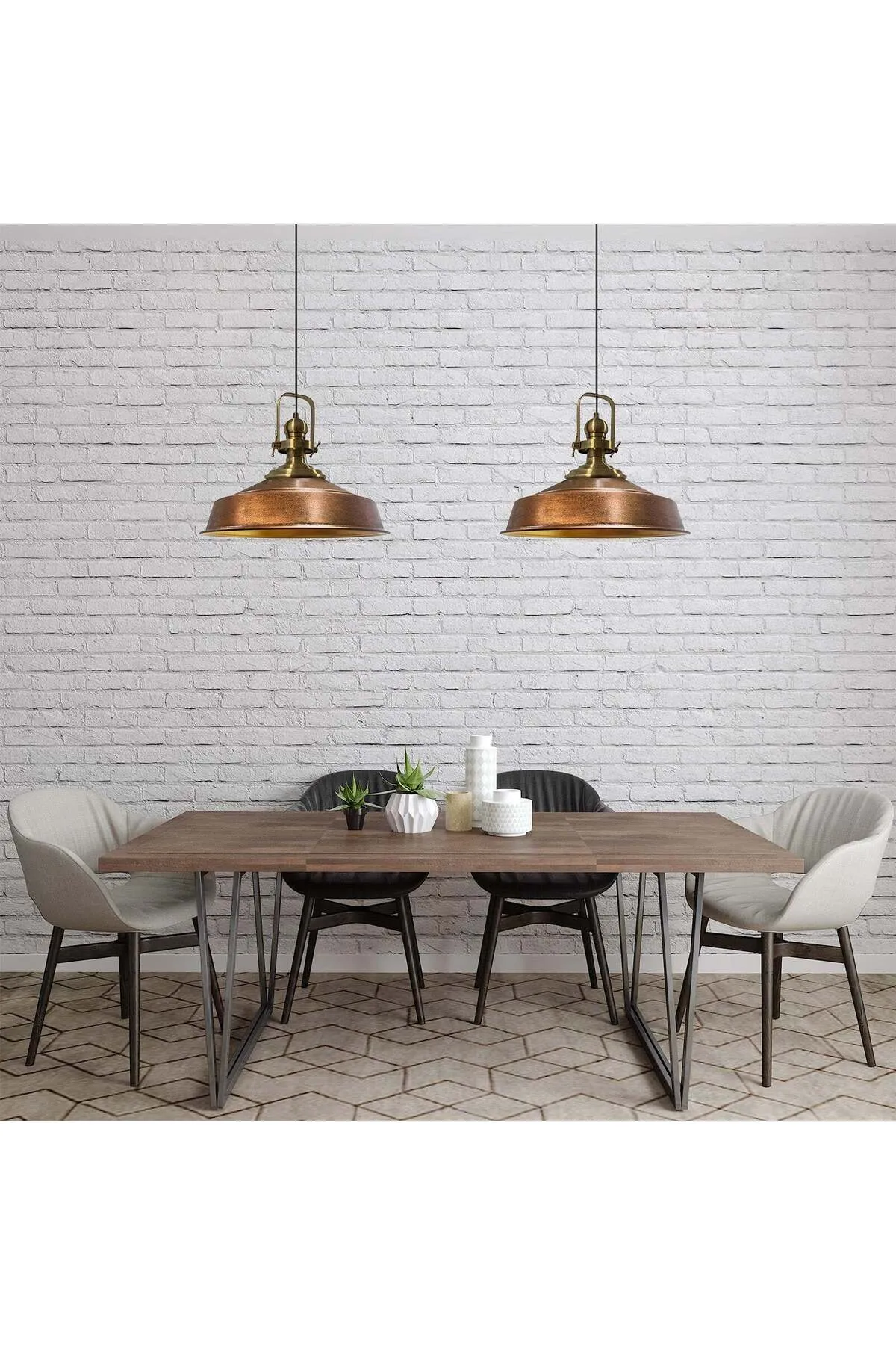 Bamyum  Pendelleuchte Asletl, 2 Flammig Metall 41 cm, Kupfer Lampe