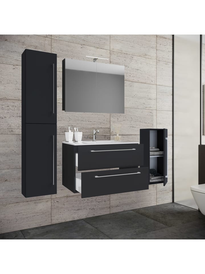 ebuy24 Spiegelschrank Badinos Schwarz 146 x 46 cm günstig kaufen onesize