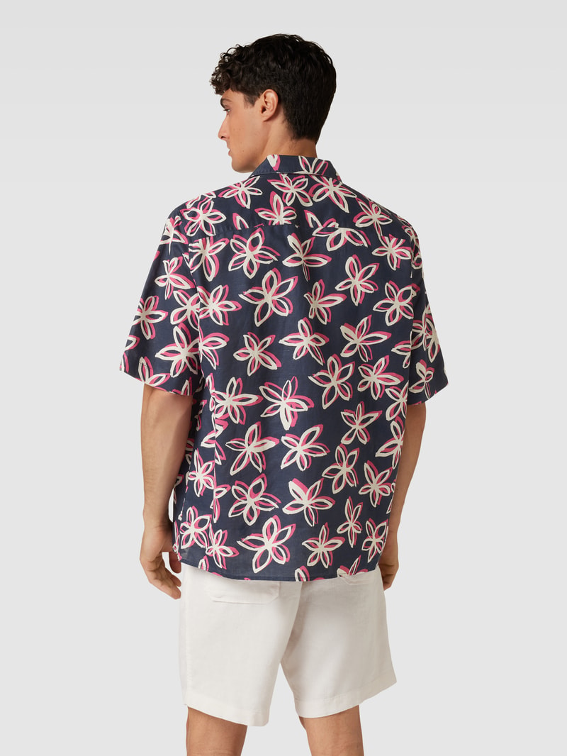 Regular Fit Freizeithemd mit Allover-Muster in marineblau