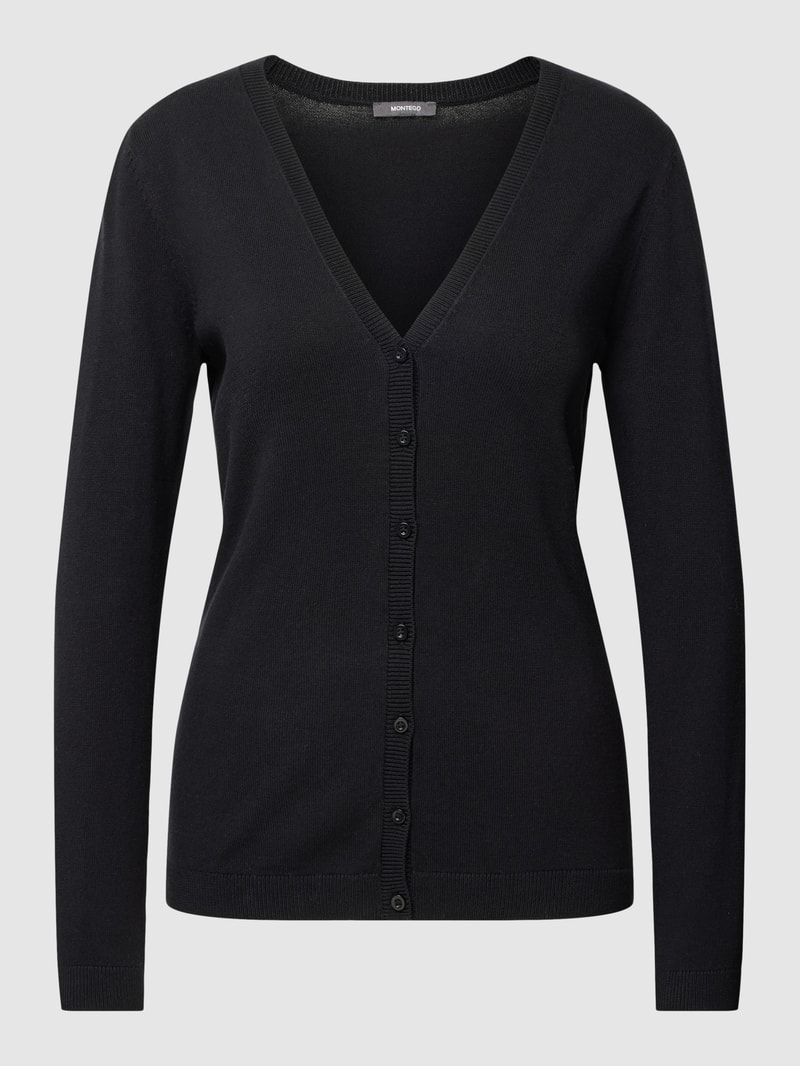 Cardigan mit V-Ausschnitt in schwarz