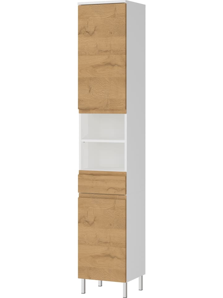 KADIMA DESIGN Hochschrank mit Fächern und Schublade, 34x34x190 cm, Weiß günstig kaufen onesize