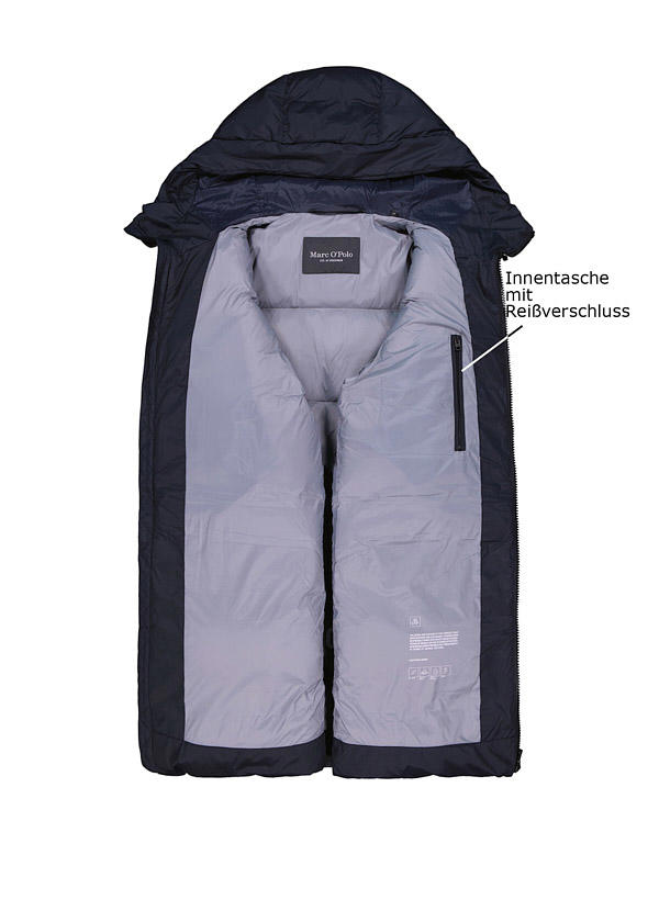 Marc O'Polo, Daunenparka, Mikrofaser wasserabweisend, dunkelblau