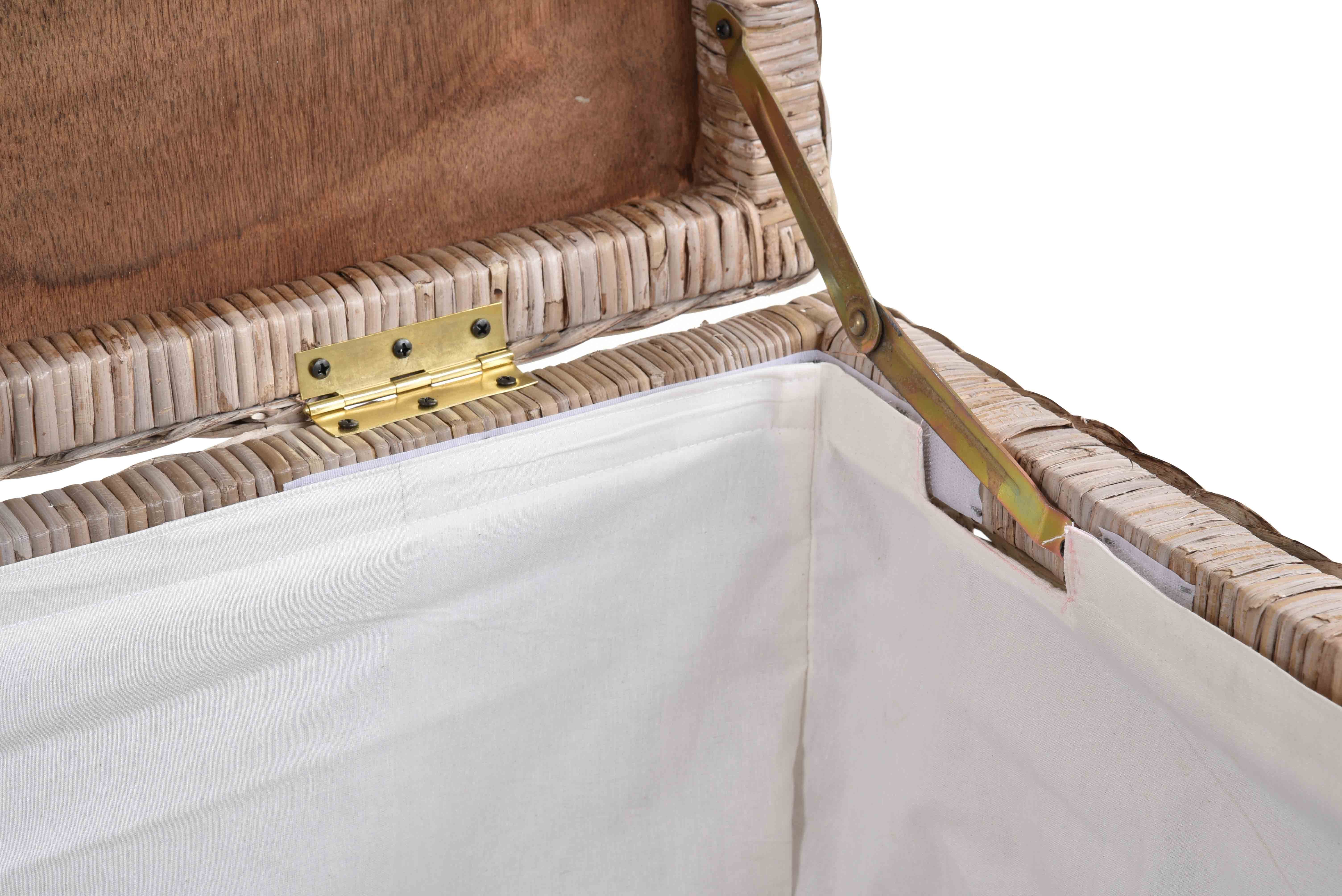 Krines Home Truhe Große Rattantruhe MAX Wäschetruhe mit Deckel Natur Rattan Truhe, Aufbewahrung XXL 115x55x55cm