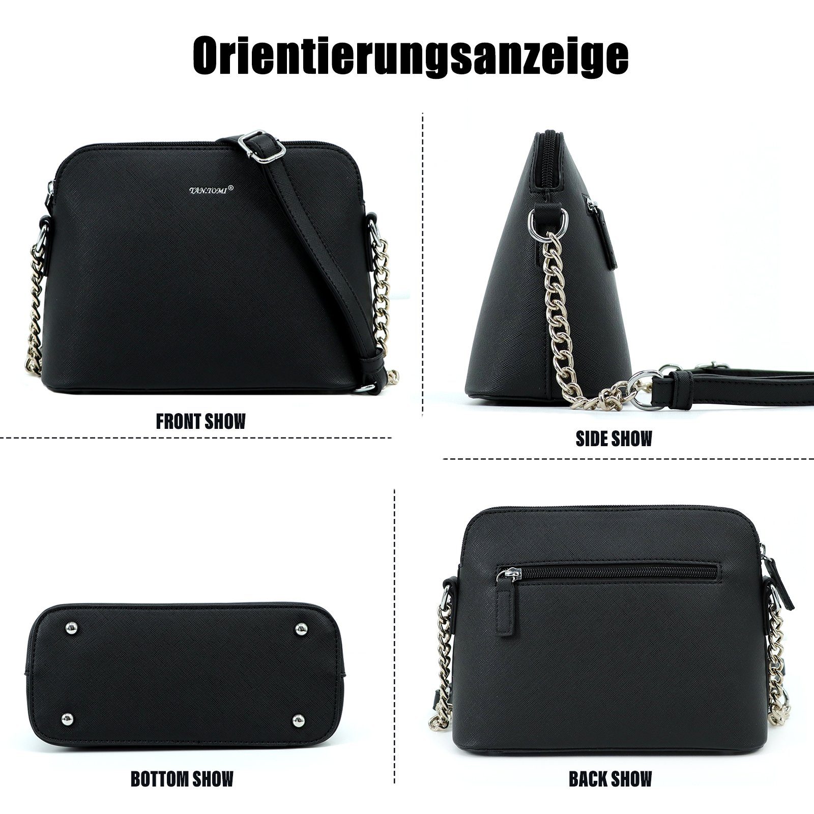 TAN.TOMI Mini Bag Damen Kleine Umhängetasche,Kette Schulterriemen Abendtasche, Handtasche für Bankett Party Geschenke für Frauen in schlichter Optik