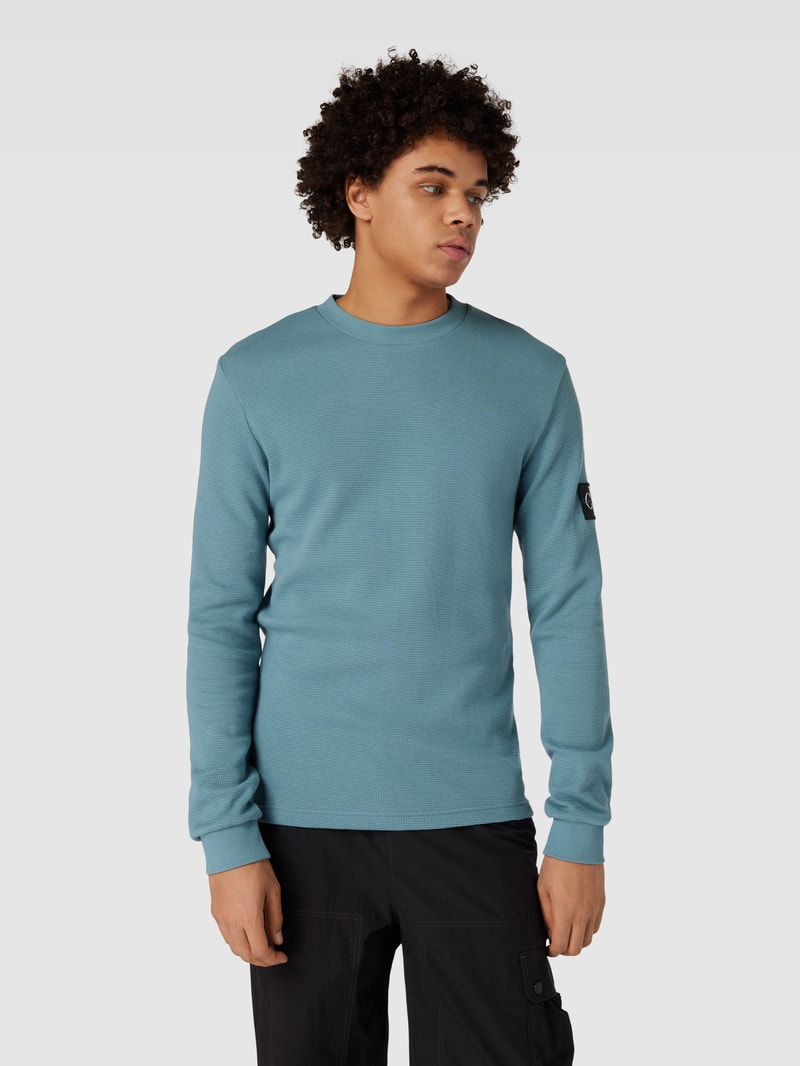 Longsleeve mit Label-Patch in rauchblau