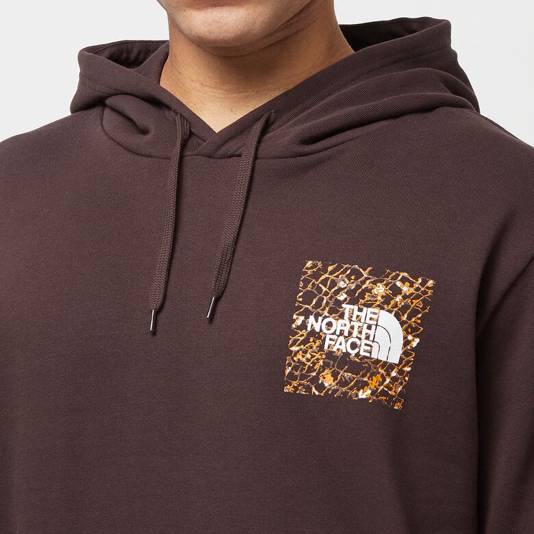 The North Face Fine Hoodie coal brown water distortion print