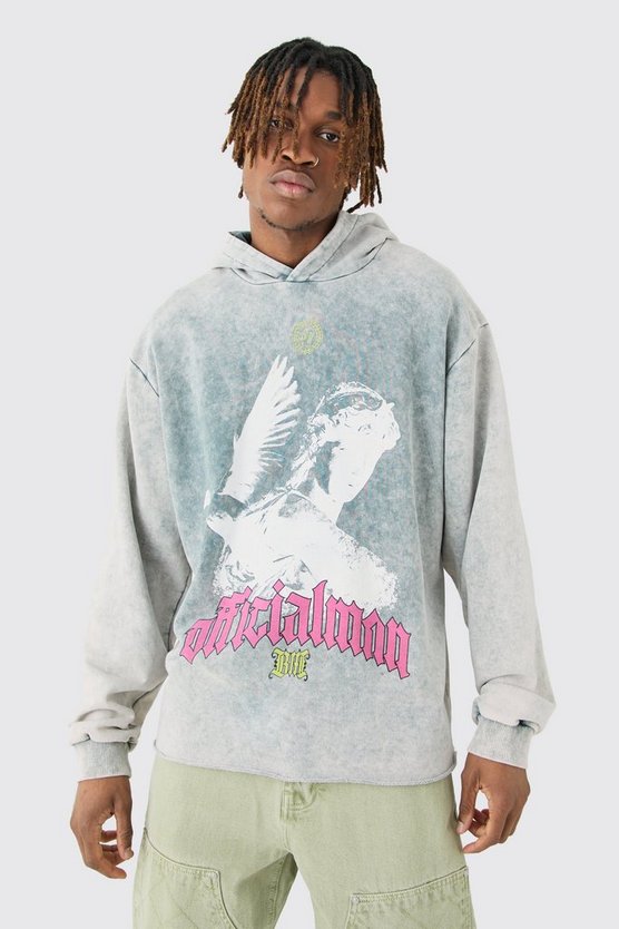Tall kastiger Oversize Hoodie mit Acid-Waschung