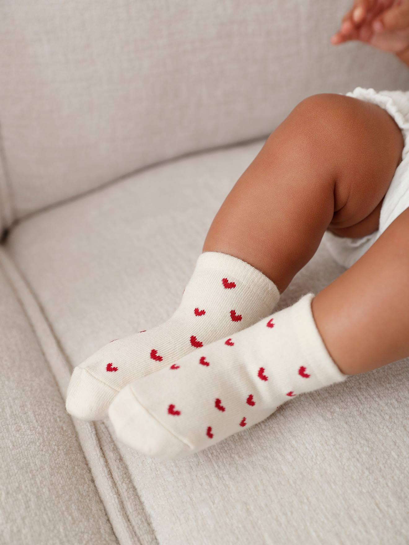 Vertbaudet 3er-Pack Mädchen Baby Socken mit Herzen Oeko-Tex - wollweiß