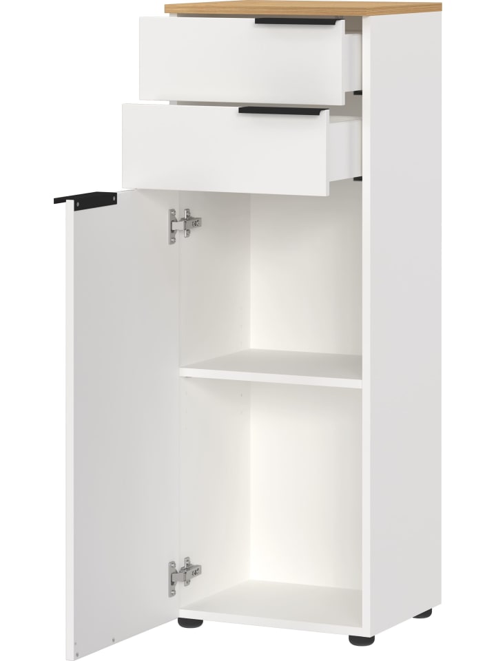 KADIMA DESIGN Badschrank mit Schubladen, Dämpfung, 39x34x111 cm, Weiß-Beige günstig kaufen onesize