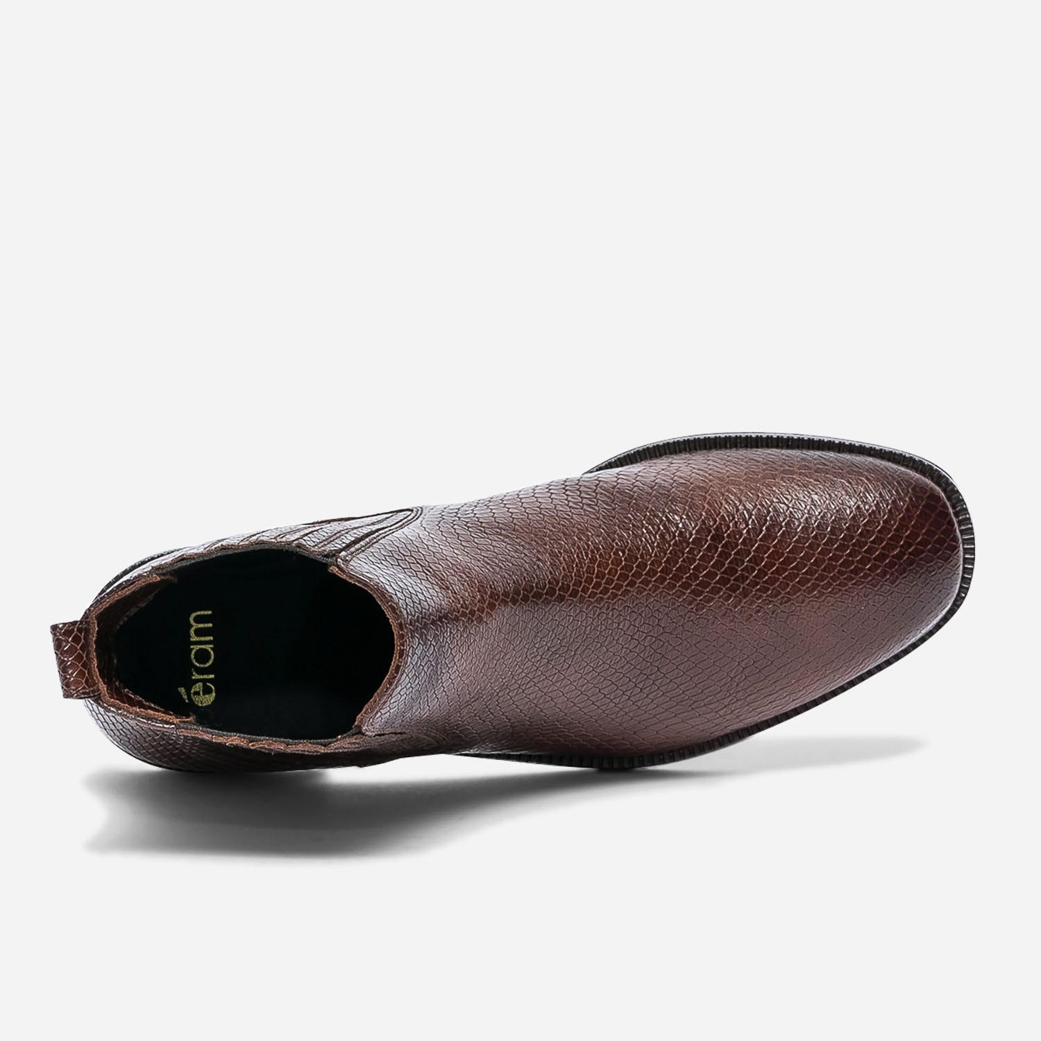 Boots marron en cuir embossé éco-conçu