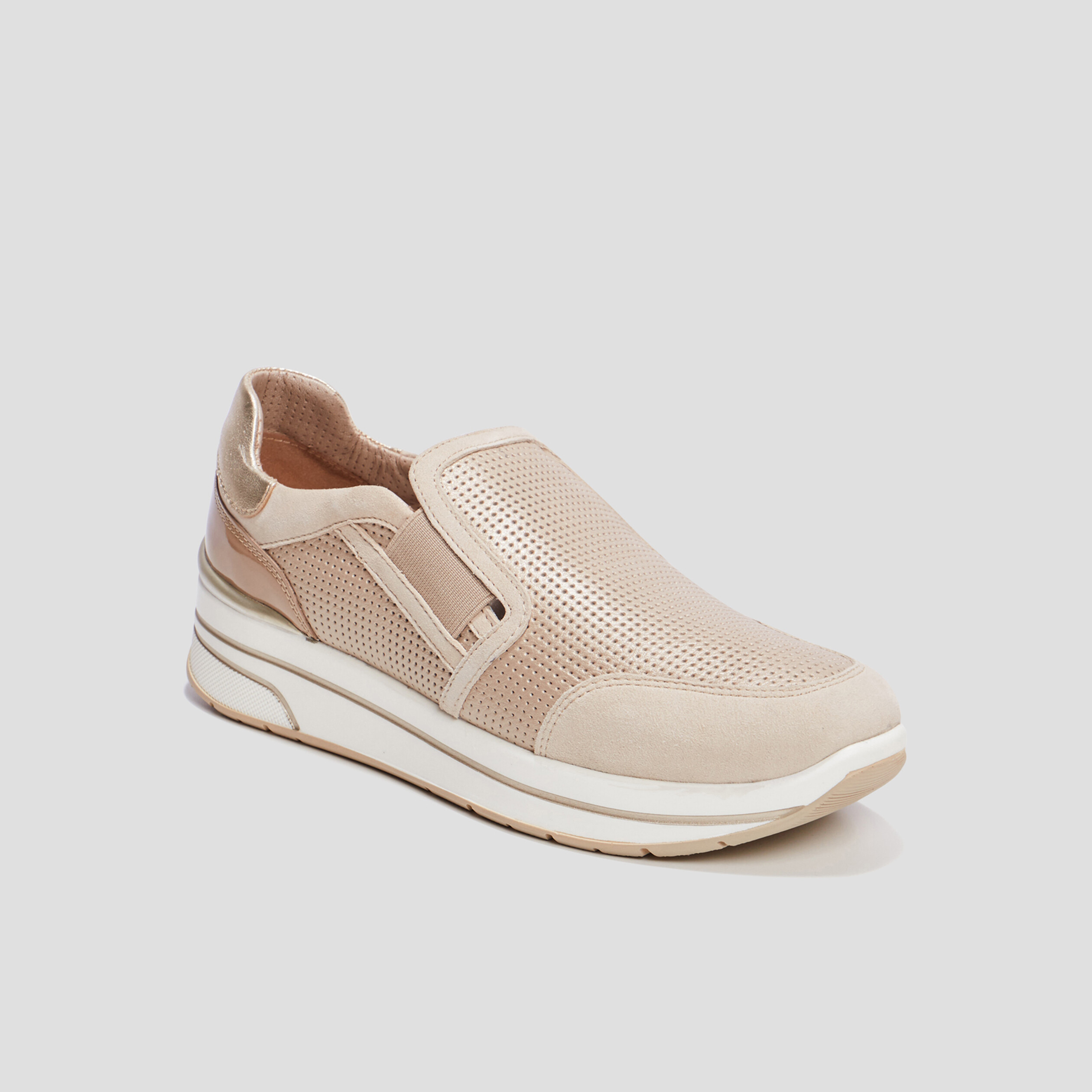 Loafers emboîtants en cuir pied large gris argent femme | La Halle