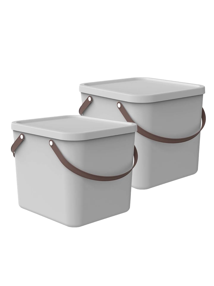 Rotho 2er-Set Aufbewahrungsbox 40l mit Deckel in Mistletoe weiß günstig kaufen onesize