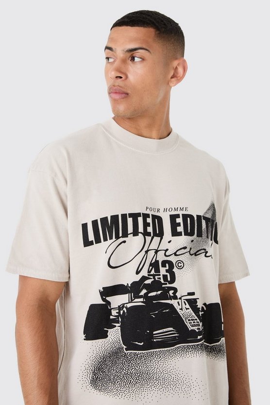Oversize T-Shirt mit Racer-Print