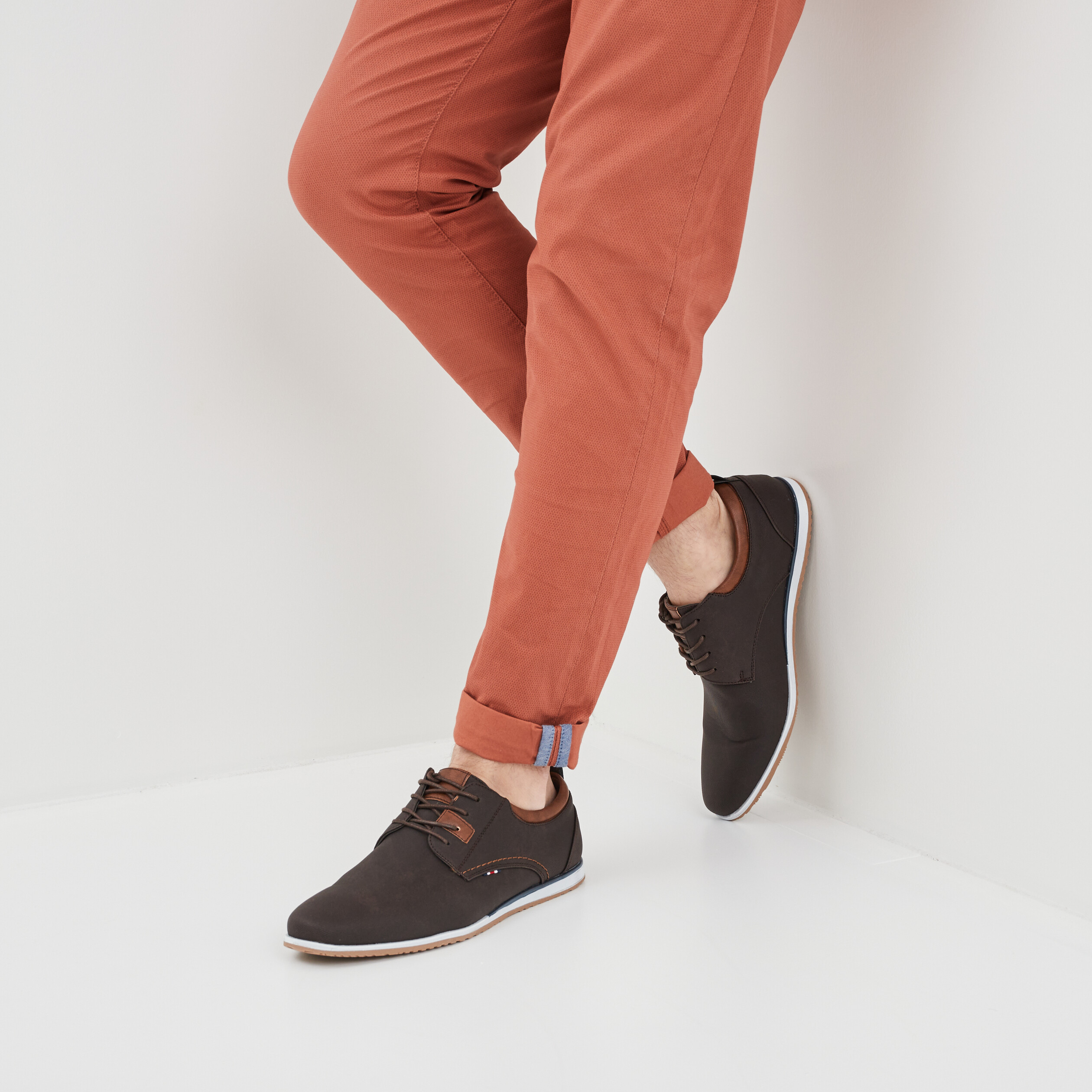 Derbies texturées à lacets marron homme | La Halle
