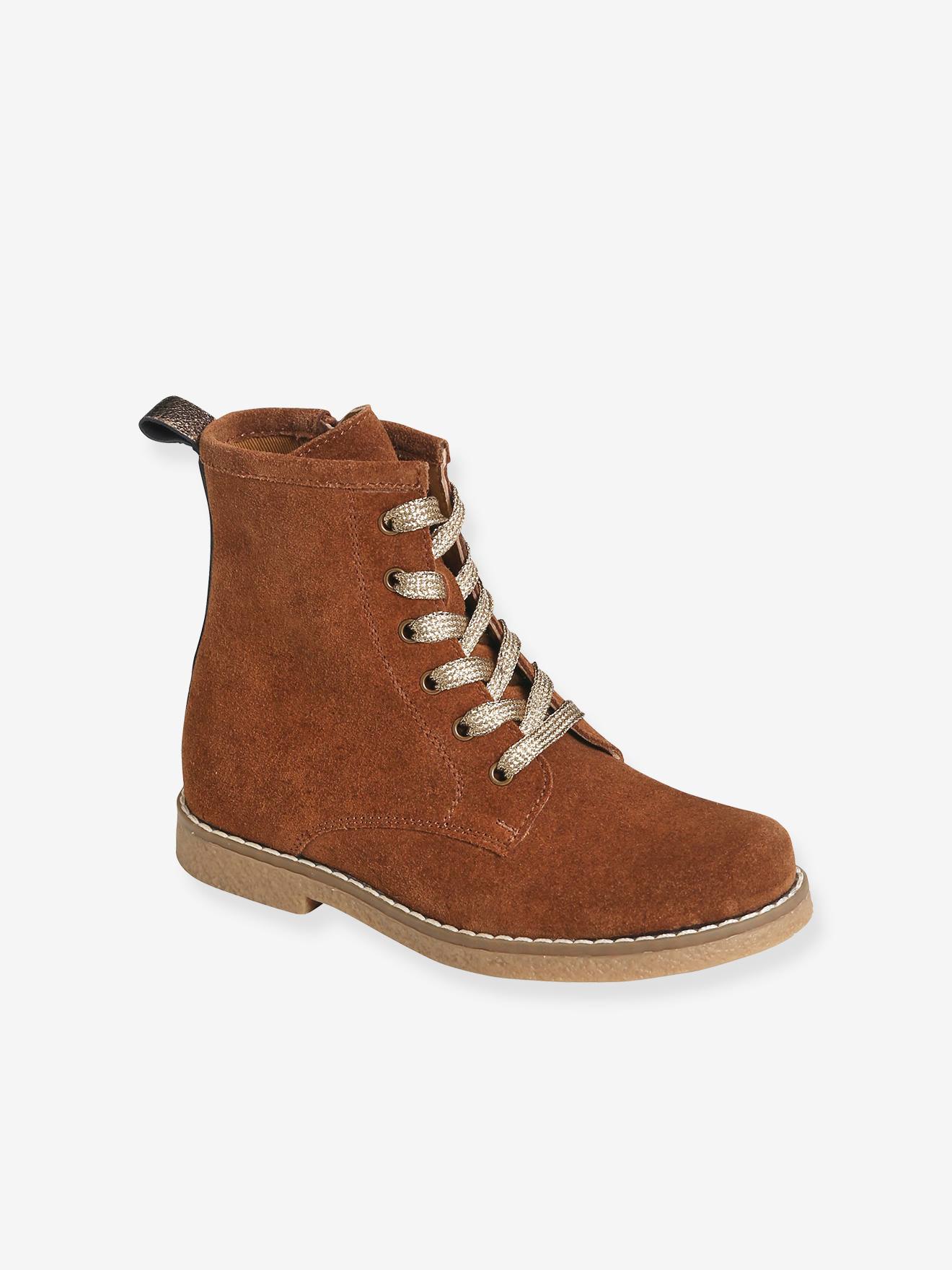 Vertbaudet Mädchen Boots mit Schnürsenkel + Reißverschluss - braun