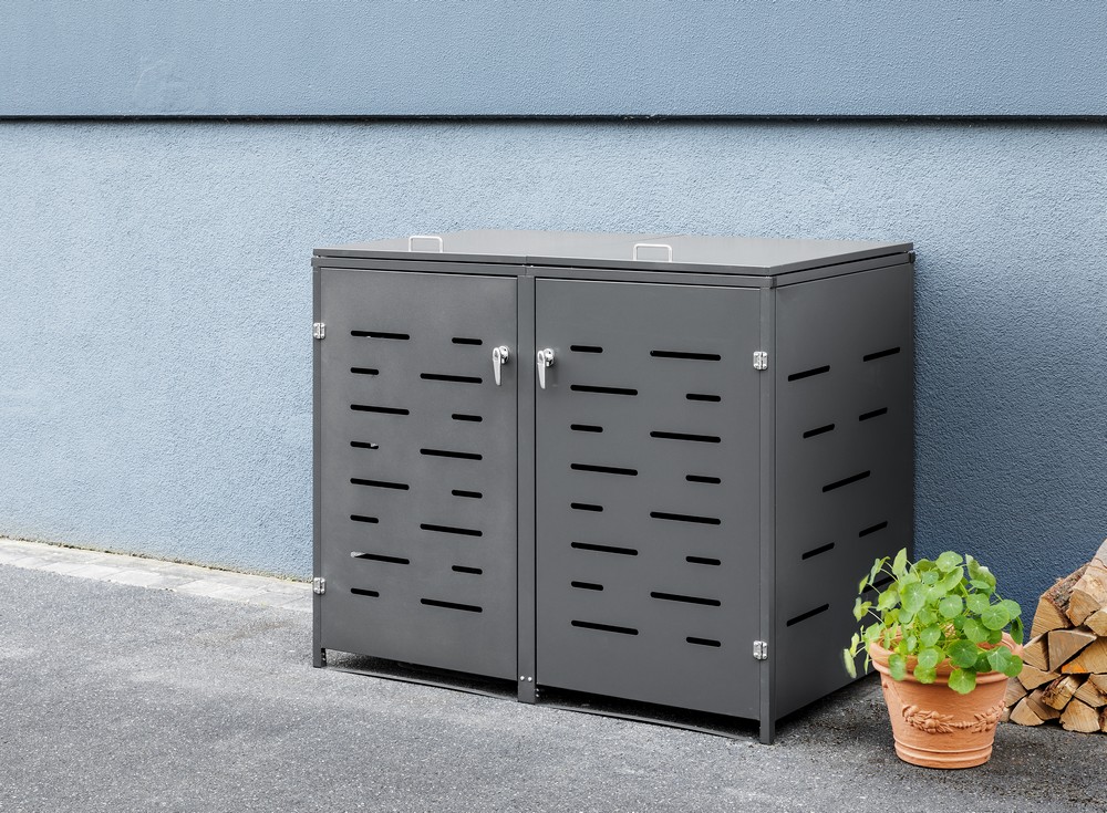 HC Garten & Freizeit 2er Mülltonnenverkleidung Mülltonnenbox, Anthrazit