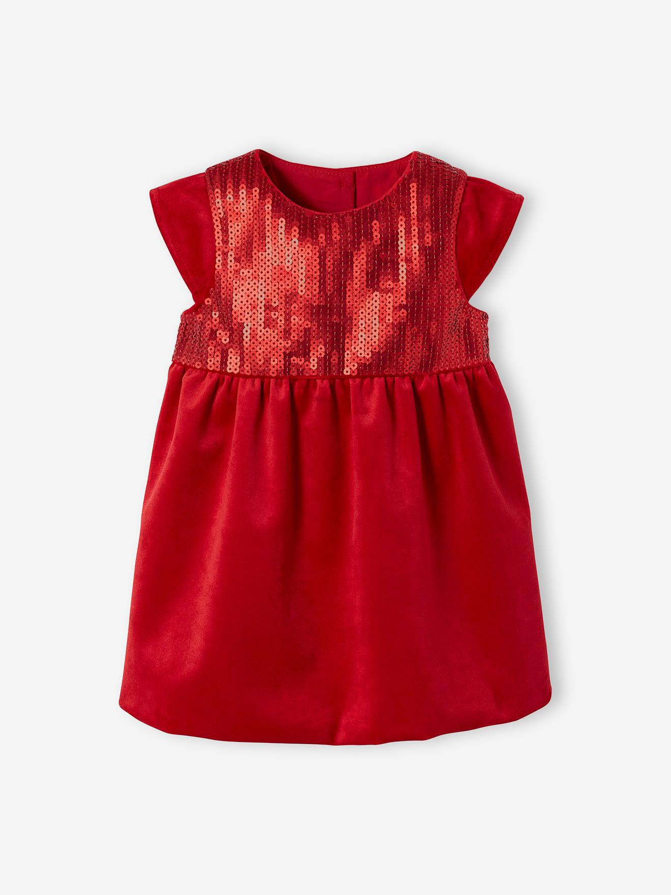 Coffret de noël bébé robe à sequins et bandeau assorti rouge