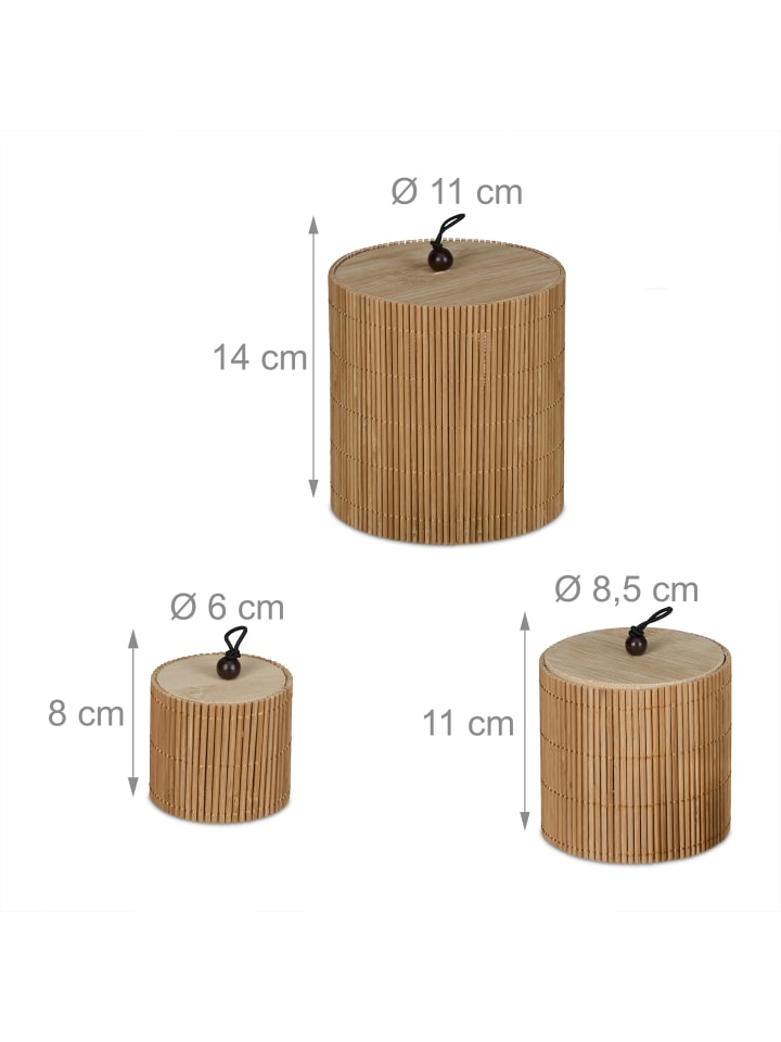 relaxdays 3-tlg. Aufbewahrungsbox in Natur günstig kaufen onesize