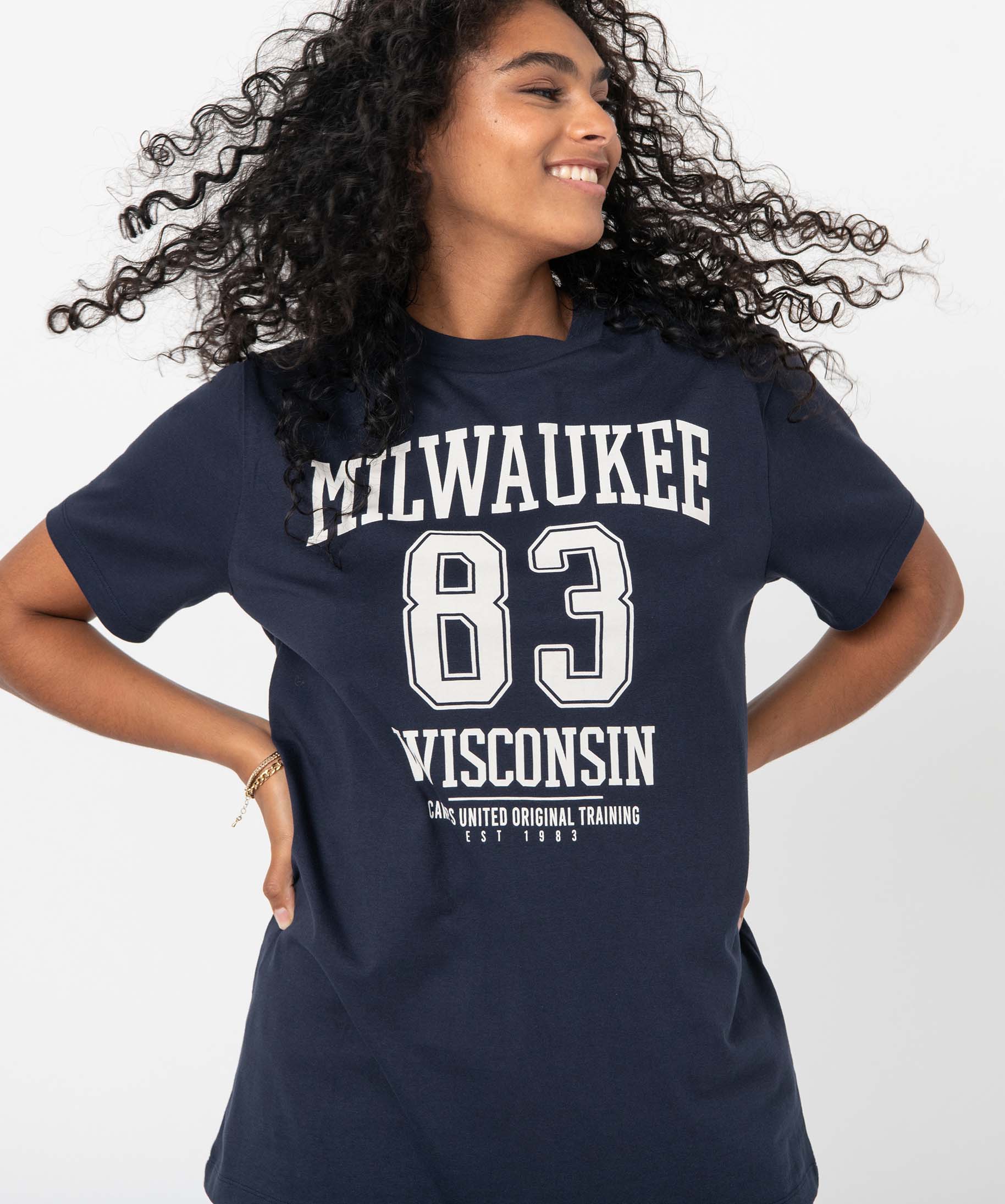 Tee-shirt femme à manches courtes oversize – Camps United bleu fonce | GEMO
