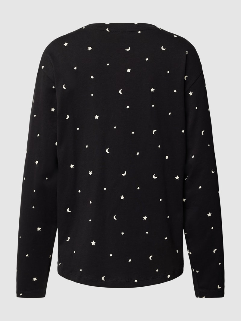 Pyjama-Oberteil mit Allover-Print in schwarz