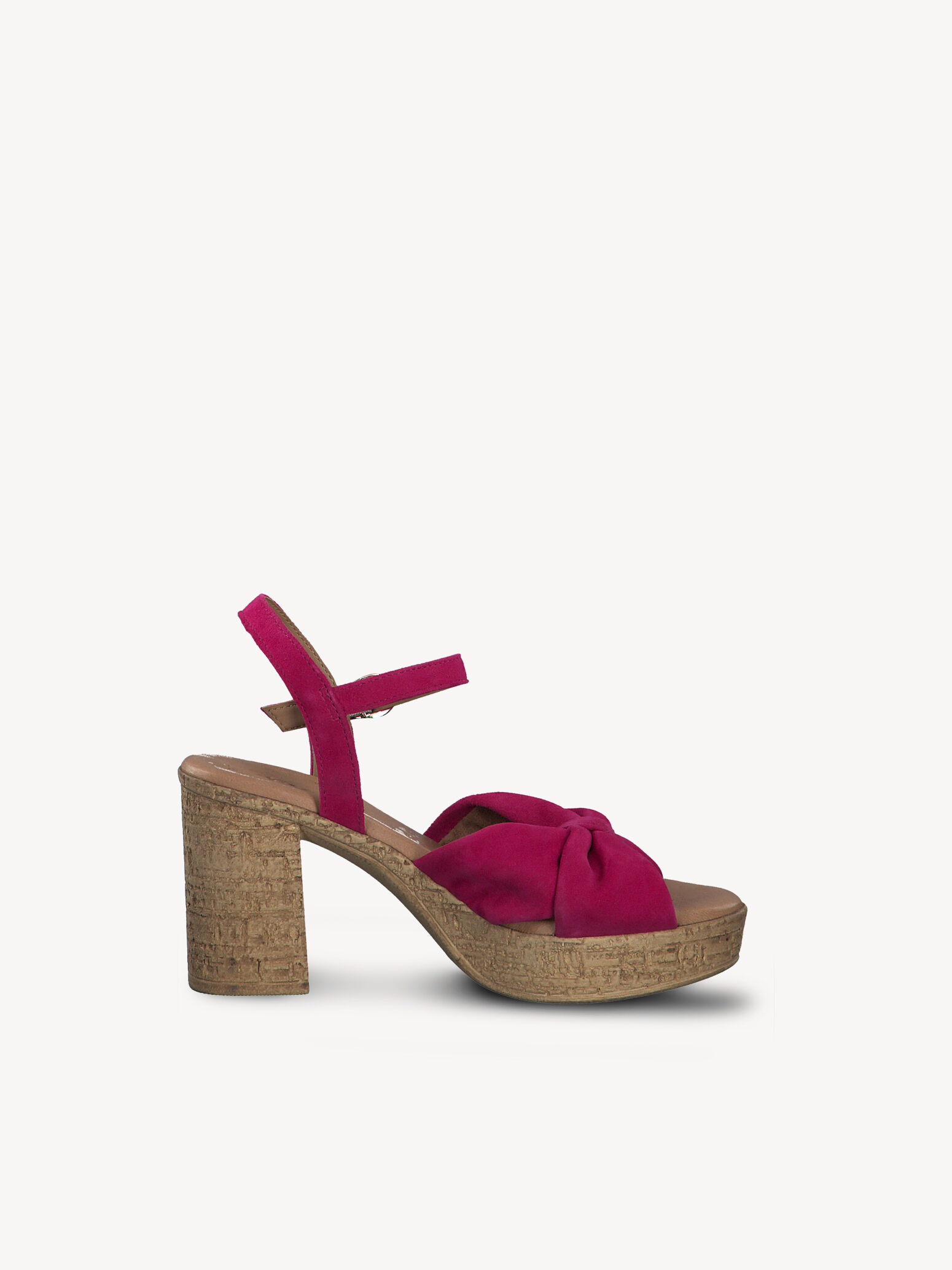 Sandale à talon en cuir - rose fuchsia