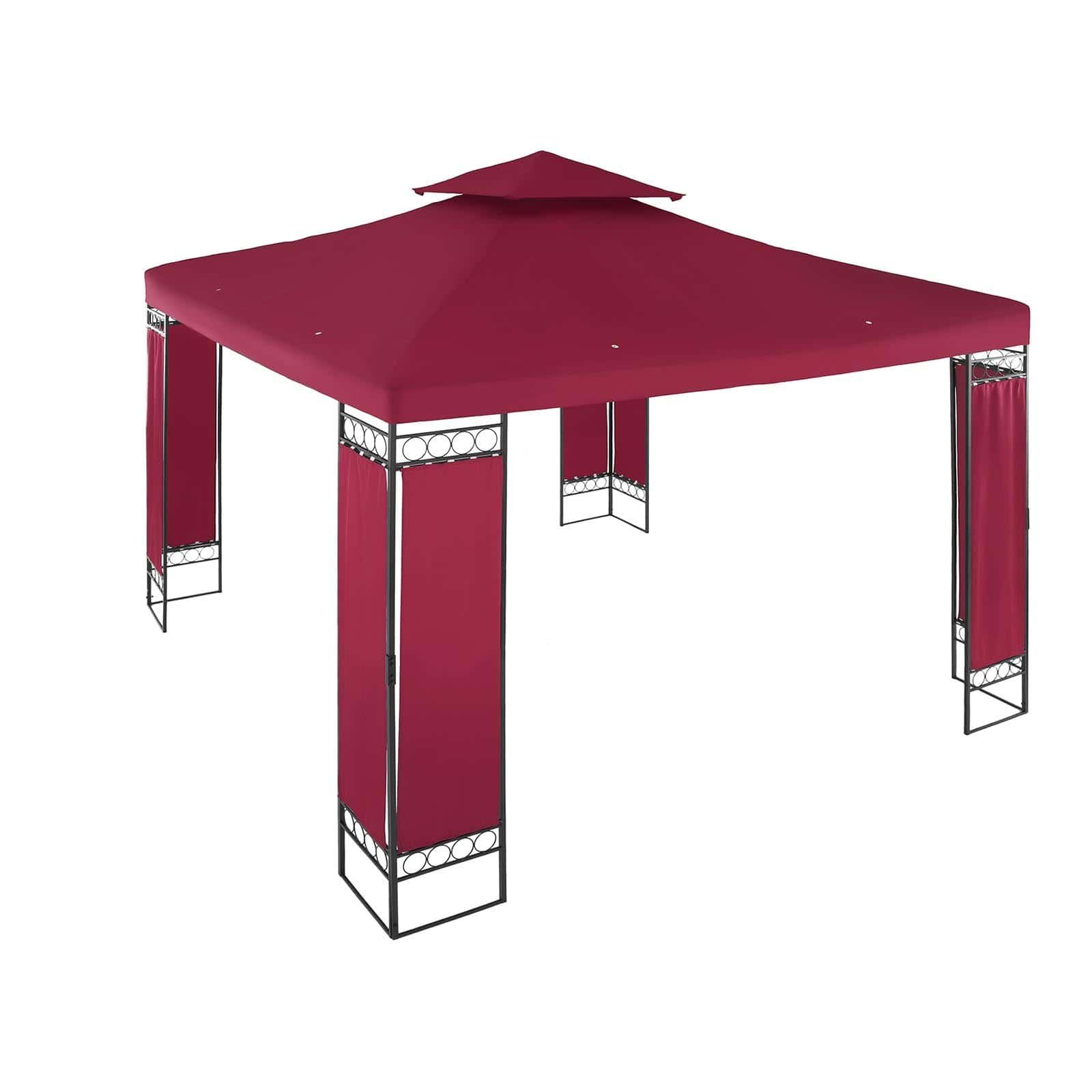 Uniprodo Pavillon Gartenpavillon Pavillon Festzelt Partyzelt Stahl 3x3m Weinrot