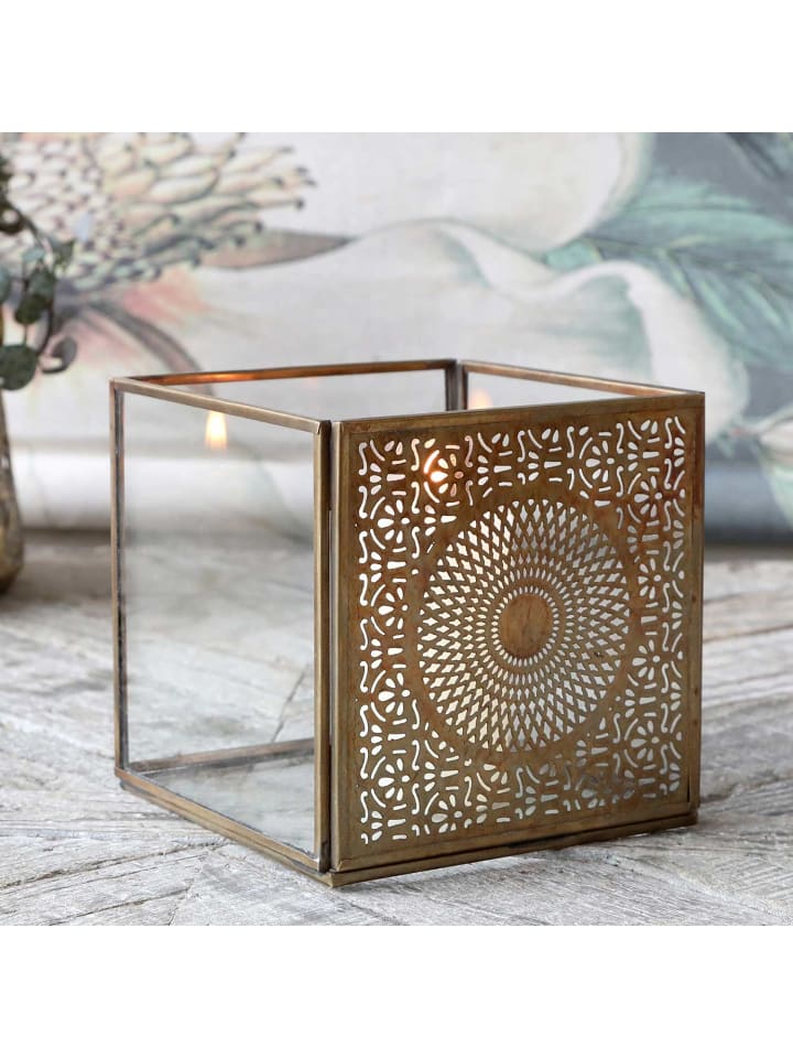 Chic Antique Windlicht Hurricane in Gold günstig kaufen onesize
