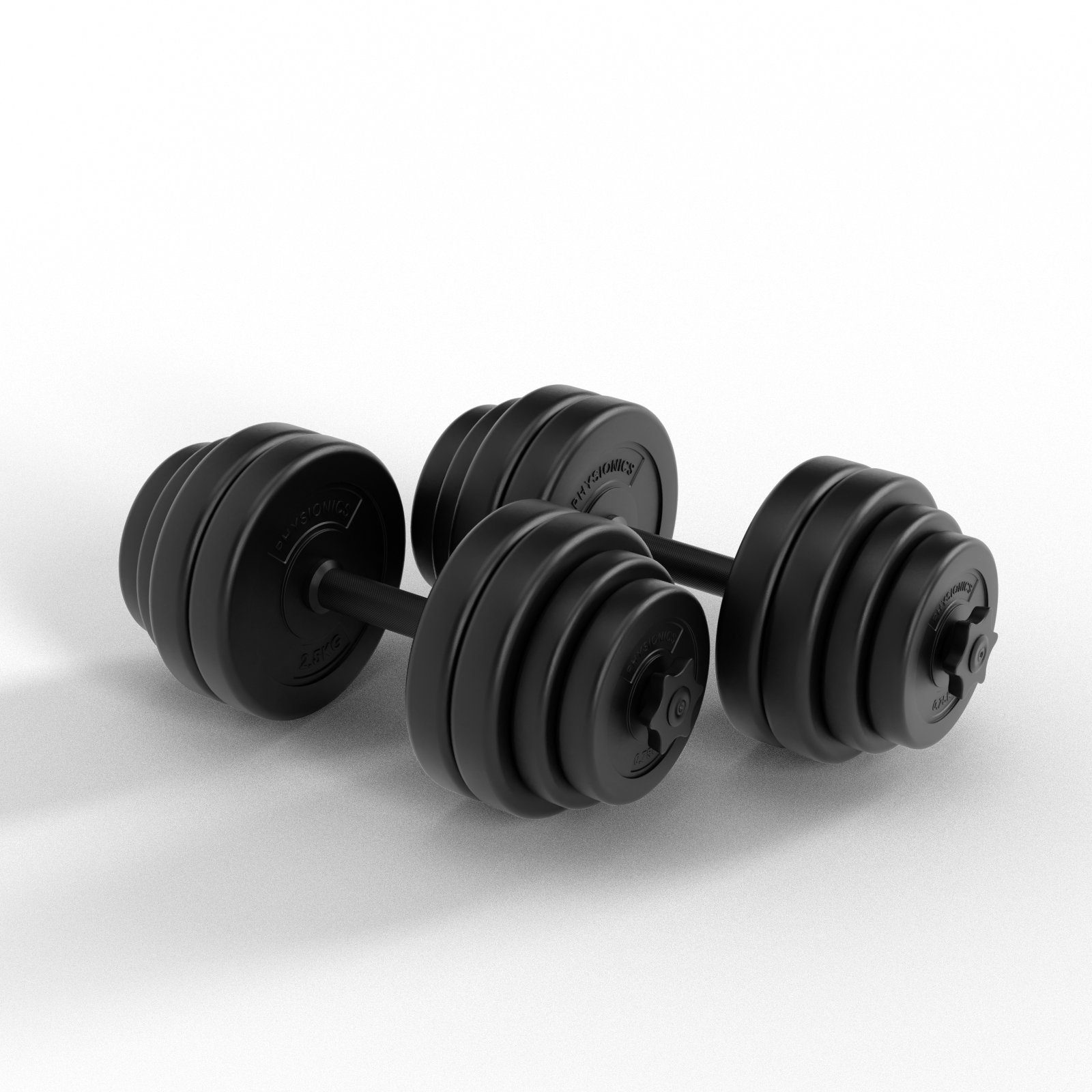 Physionics Hantel-Set Kurzhantel Set 30 kg (2 x 15 kg)- Ø 25 mm - Hantelstangen, Kurzhanteln