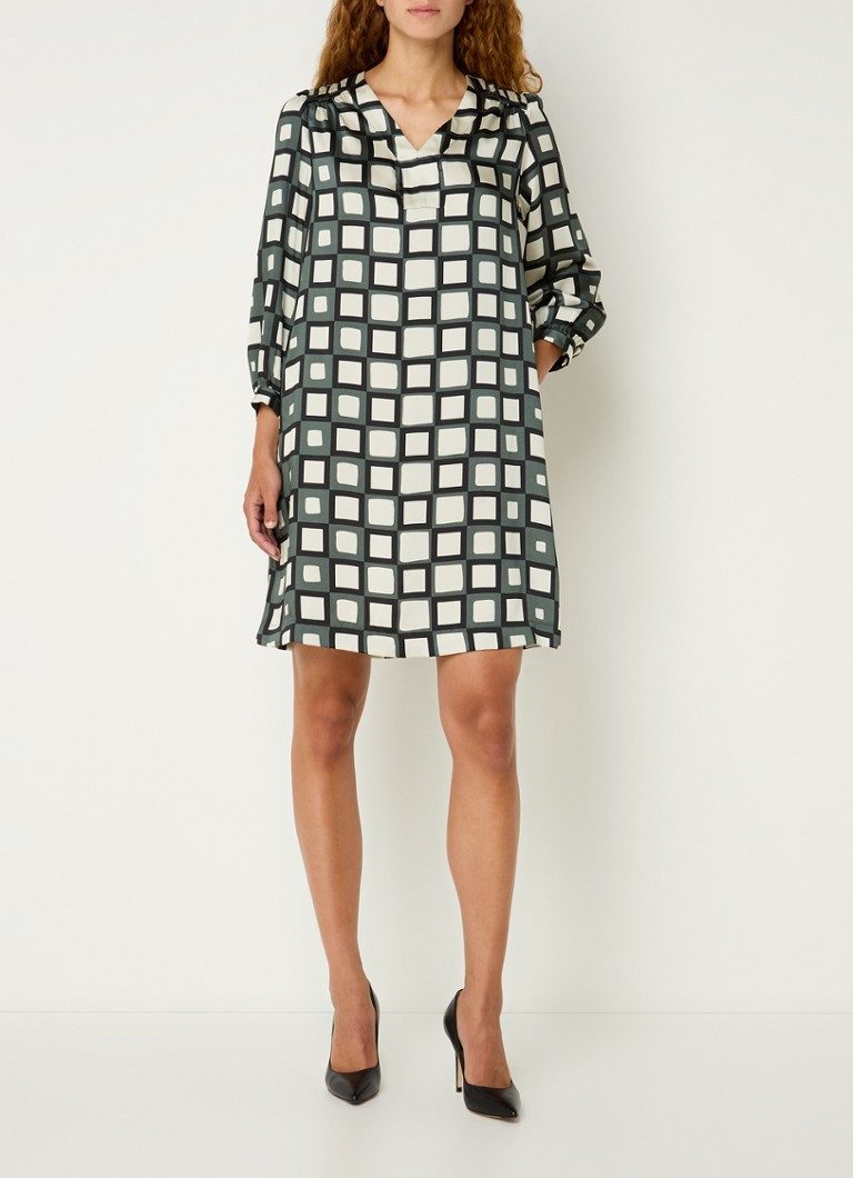 Vestido túnica corto Saskia de Gerard Darel, a cuadros y con bolsillos laterales.
