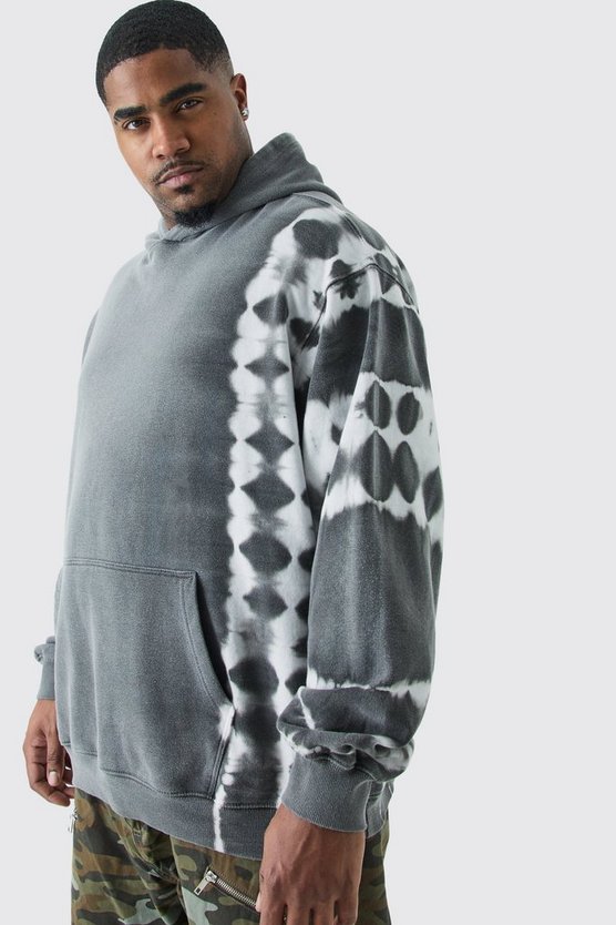 Plus Oversize Hoodie mit Batik-Print