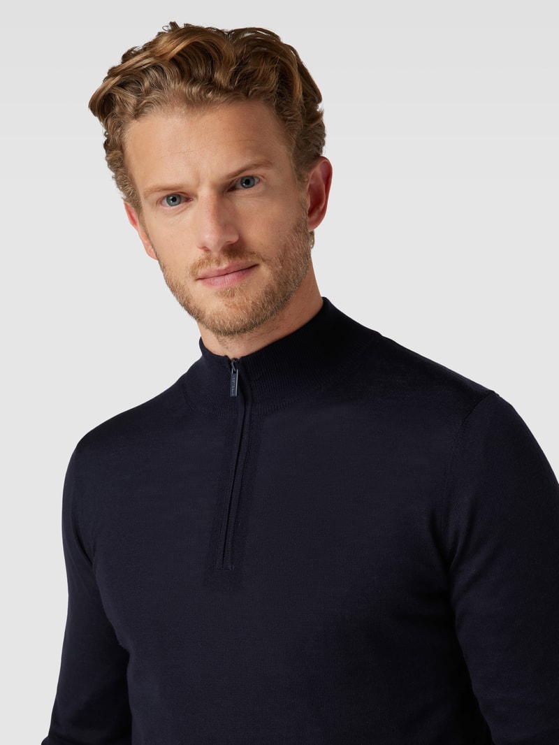 Strickpullover aus Schurwolle Modell 'Marek' in marineblau