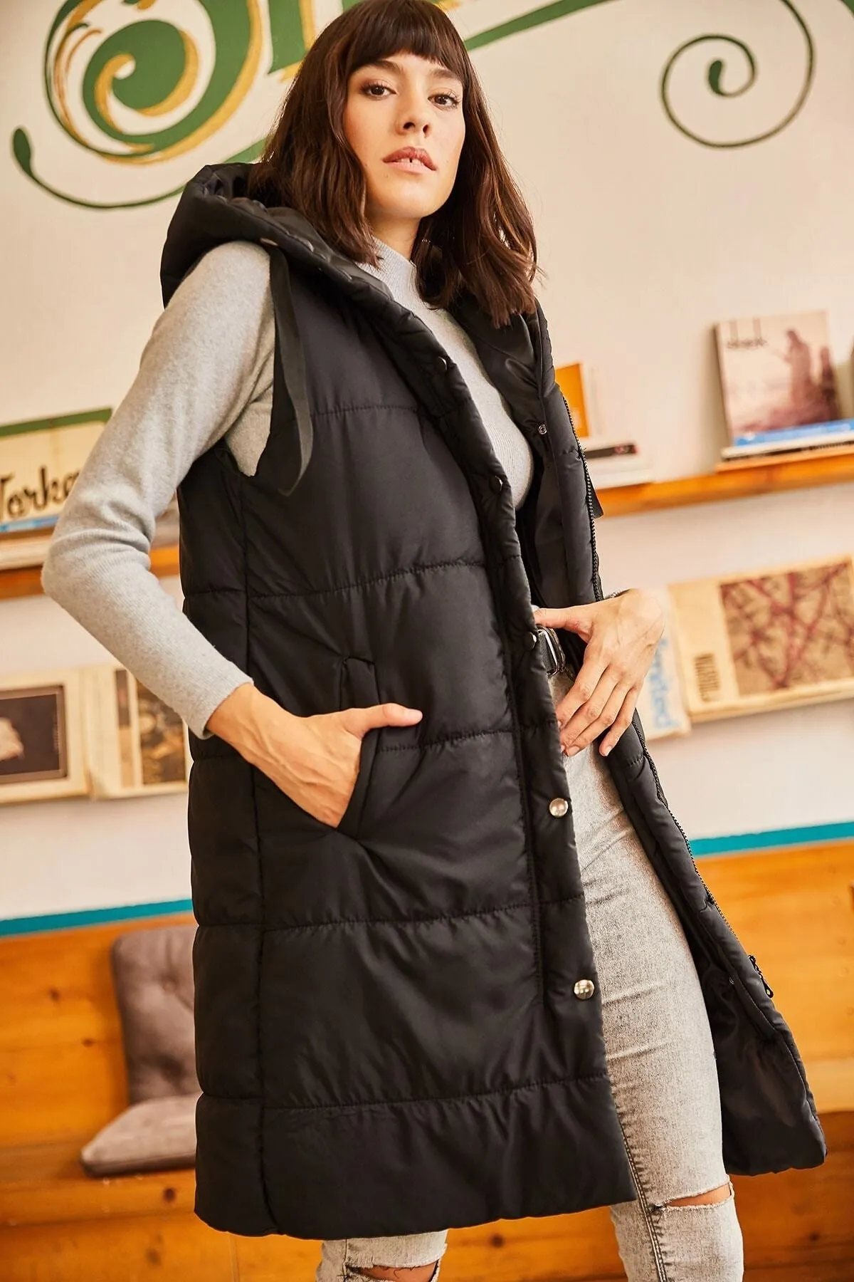 Olalook  Weste - Schwarz - Puffer