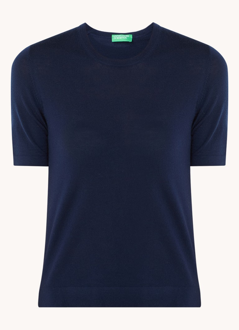 Benetton Fine-knit virgin wool top with round neckline