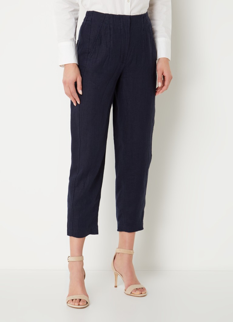 Pantaloni scurți din in cu talie înaltă și croială slim Whistles Barrel