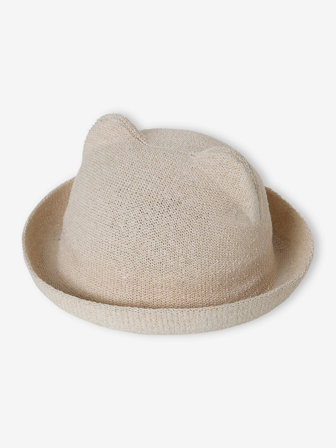 Chapeau forme chat bébé fille sable