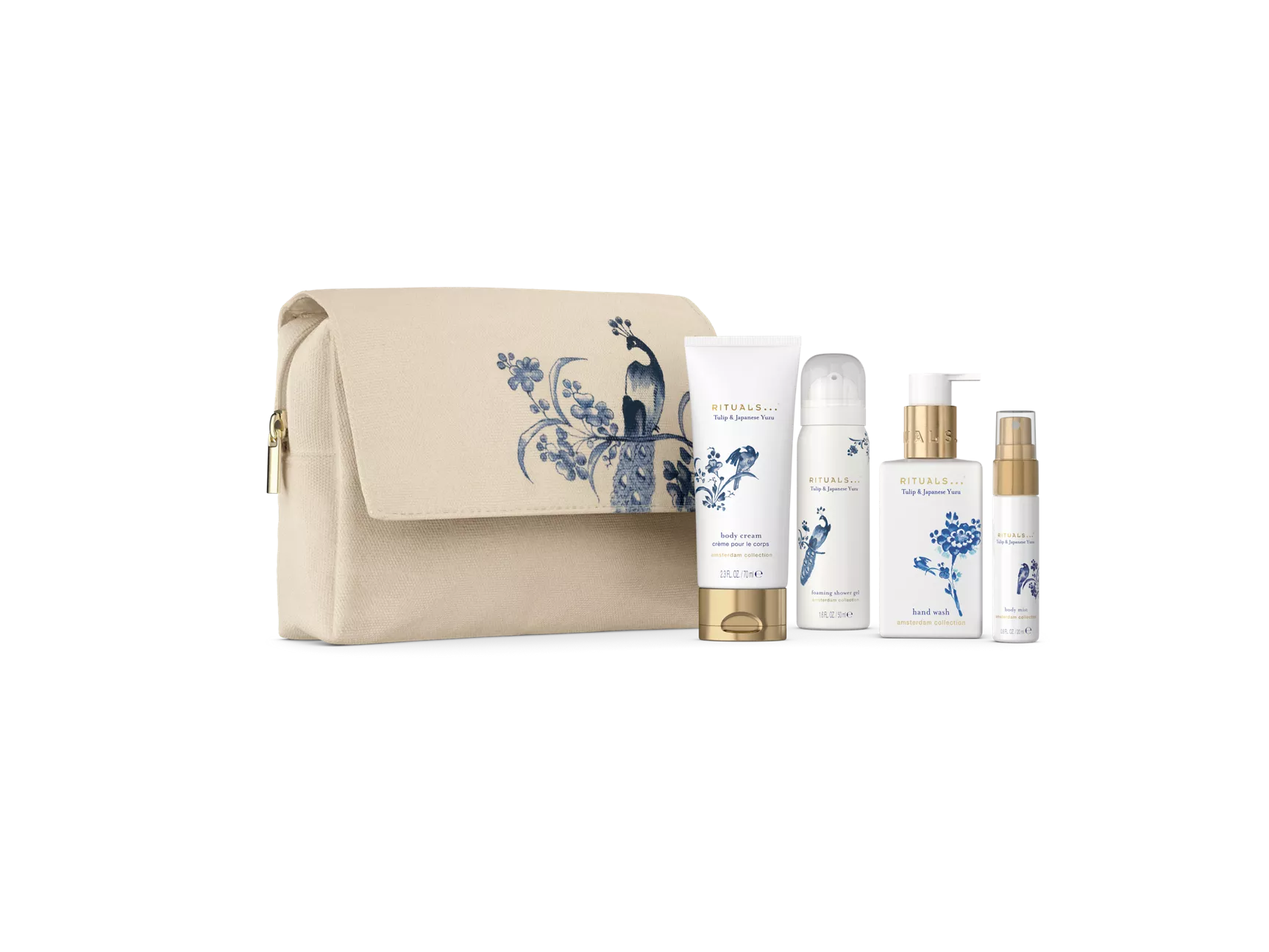 Amsterdam Collection Amsterdam Pouch Set doucheschuim 50 ml, crème pour le corps 70 ml, brume pour cheveux & Lichaam 20 ml, handzeep 110 ml