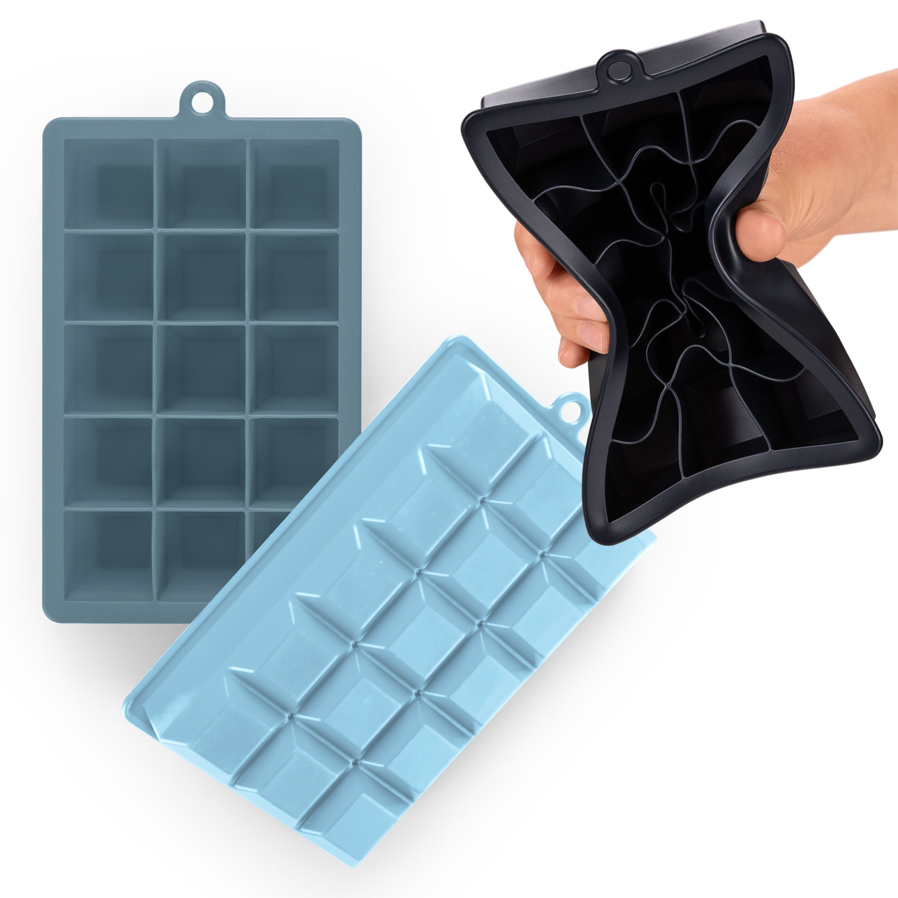 Blumtal Eiswürfelform Eiswürfelform Silikon Würfel - Würfelgröße XL, 2x15er Pack, BPA frei, Leichtes Herauslösen der Eiswürfel