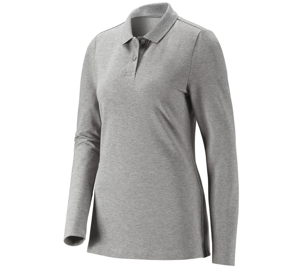 e.s. Piqué-Polo Longsleeve cotton stretch,Damen