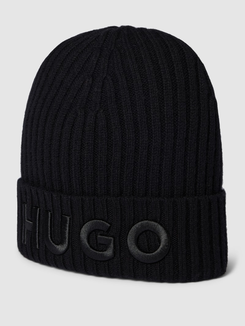 Beanie mit Label-Stitching in schwarz