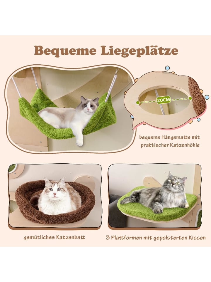 COSTWAY Katzenwand mit Plattformen in Grün günstig kaufen onesize
