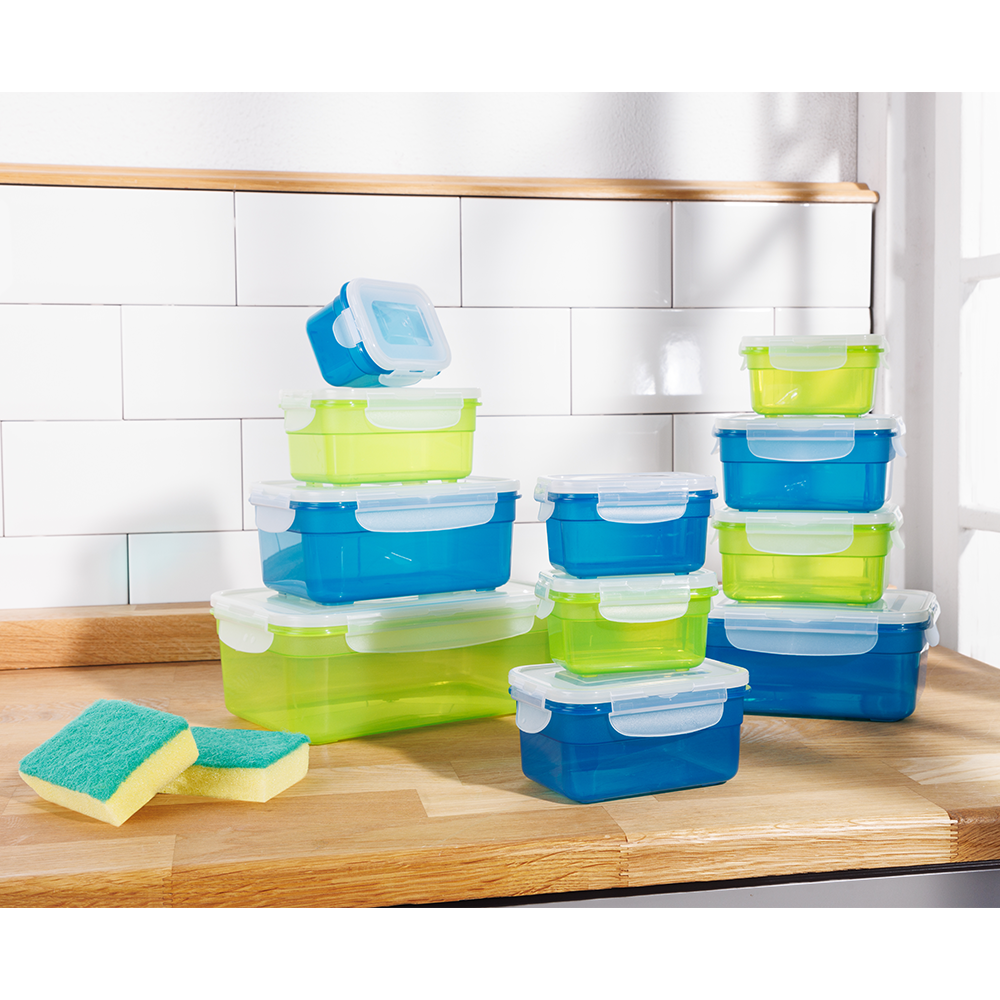 CLICK N STORE Frischhaltedosen XXL 22 tlg. lime & blau translucent