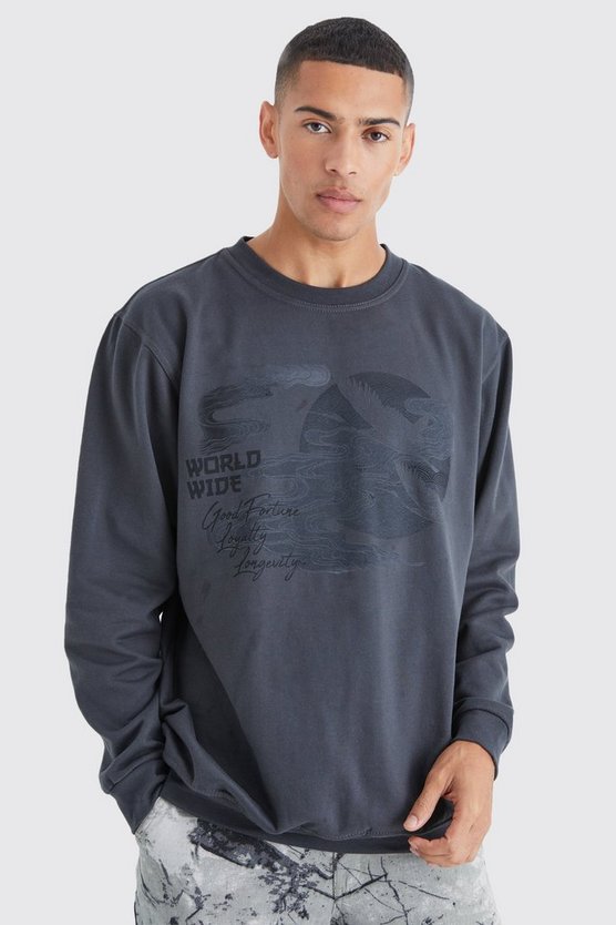 Kastiges Oversize Sweatshirt mit Print