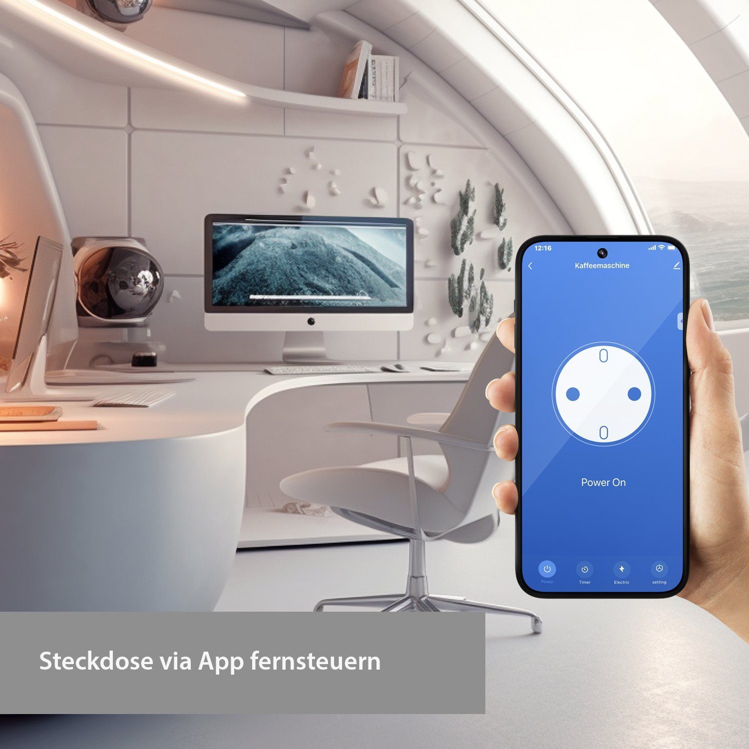 XCOAST WLAN-Steckdose 2er PACK SMARTE WiFi STECKDOSE, Stromverbrauchmessung, Timer, 16A, 3.680W, 2-St., kein HUB erforderlich, Sprachsteuerung, nur über 2,4GHz WLAN, 2er Pack