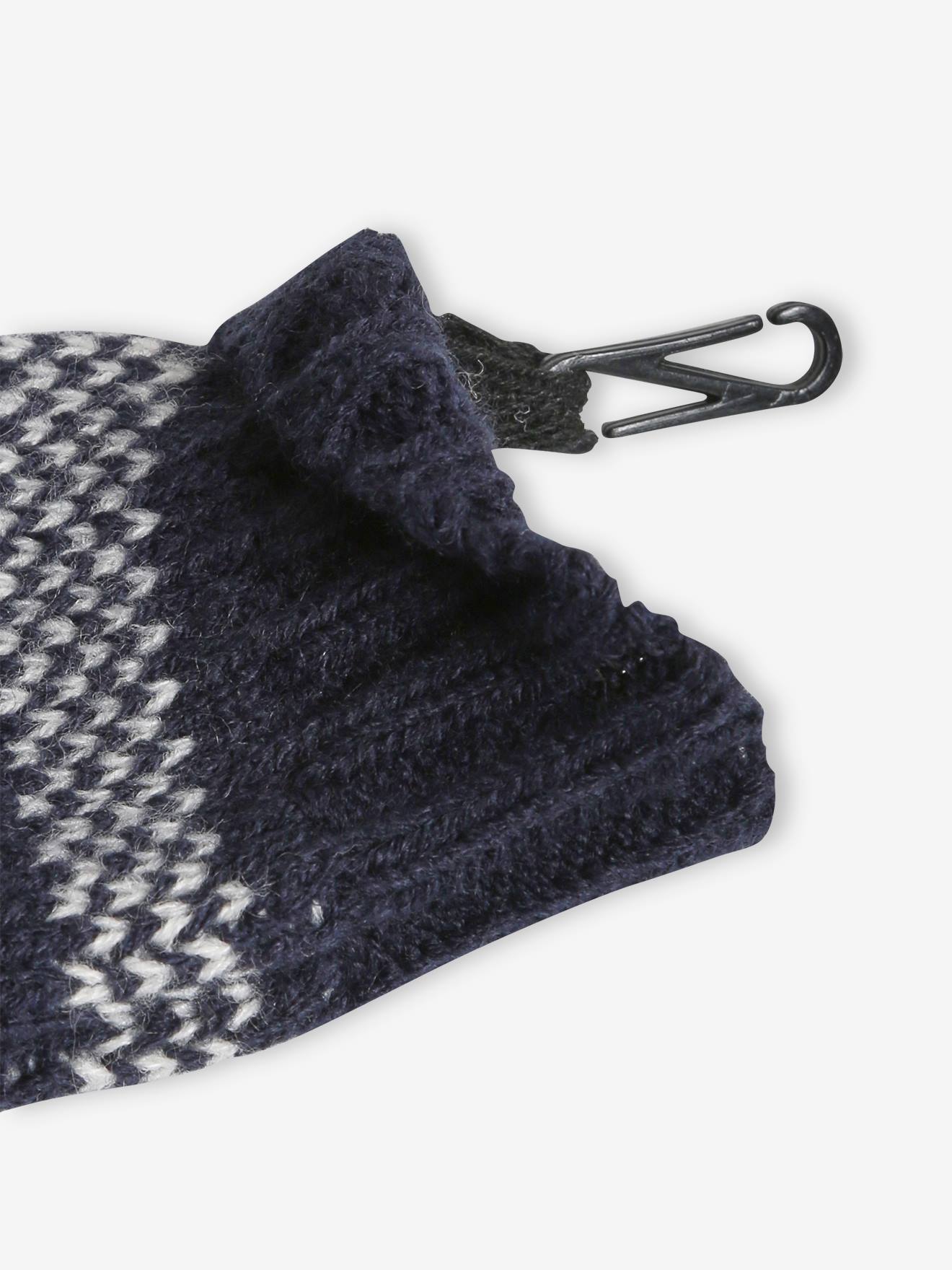Ensemble garçon bonnet + snood + gants rayés marine