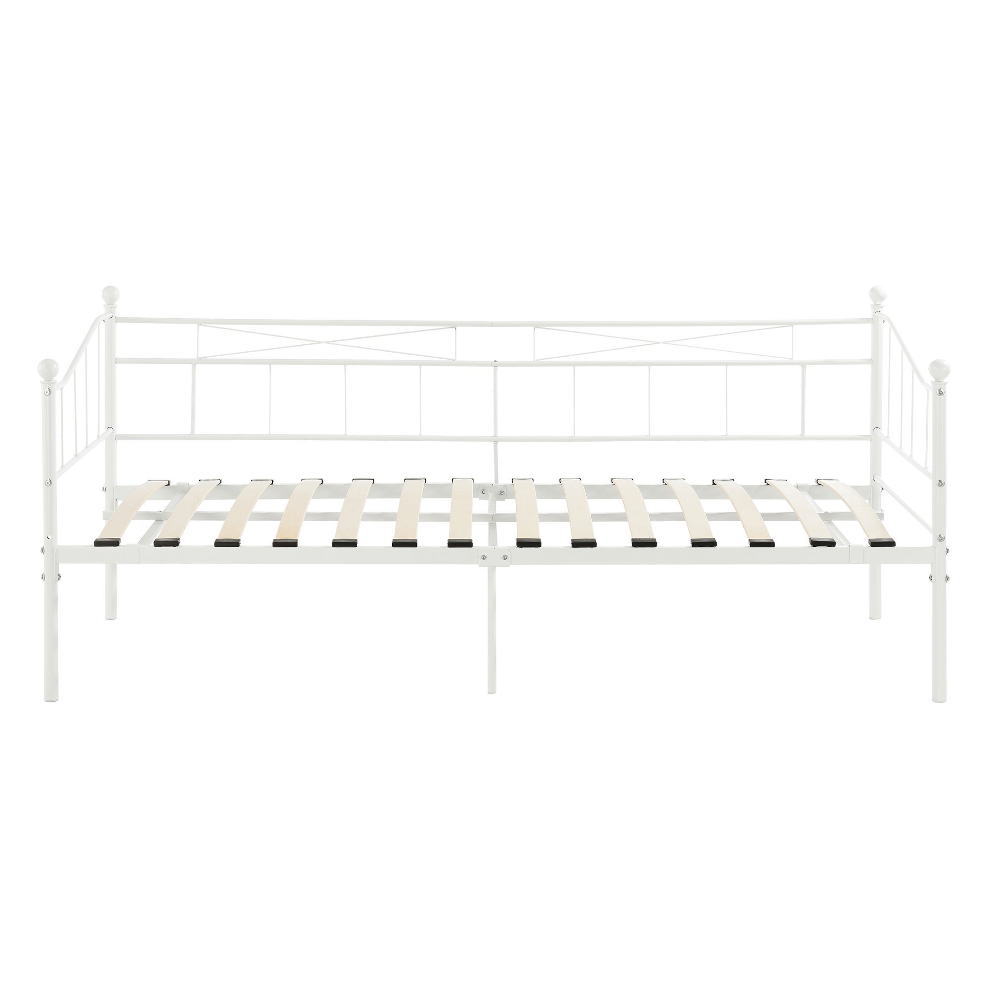 en.casa Metallbett, Arjeplog Tagesbett Bettgestell 90x200cm Weiß