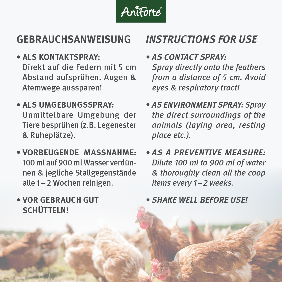 Aniforte Zubehör Aniforte Milben STOP Spray für Hühner & Geflügel
